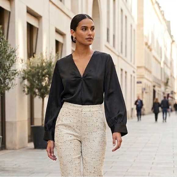 Banana Republic Tops - Banana Republic Black Satin Finish Blouse